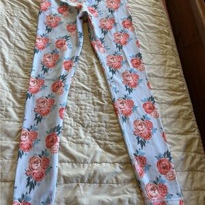 Fit Booty Leggings Light Blue With Roses